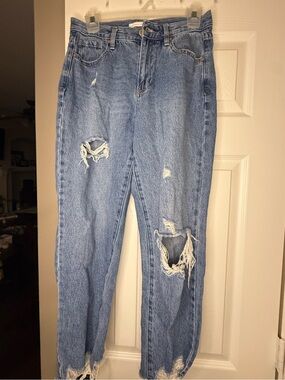 Altar'd State Ripped Light Blue Boyfriend Jeans